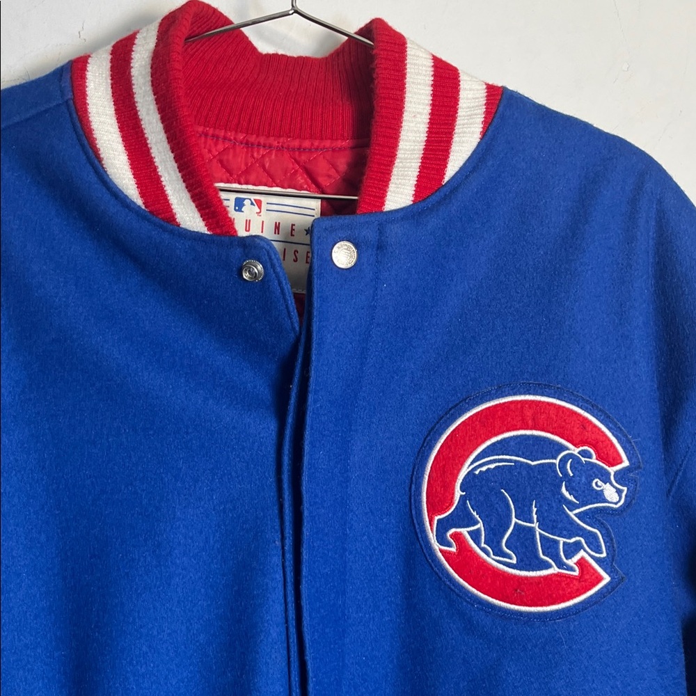 MLB Chicago Cubs JH Design Wool Blend USA Jacket With Embroided Logos Blue - Picture 4 of 14